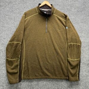 Kuhl Kashmira Mens XL Quarter Zip Pullover Fleece Sweater Olive Green Brown